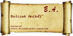 Bolczek Anikó névjegykártya